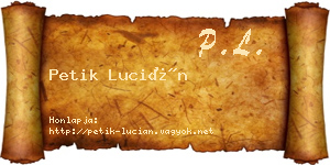 Petik Lucián névjegykártya